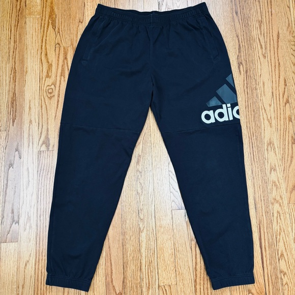 Adidas Performance Men's XL White Logo Black Pull on Slouchy Sweatpants Joggers - Picture 15 of 16